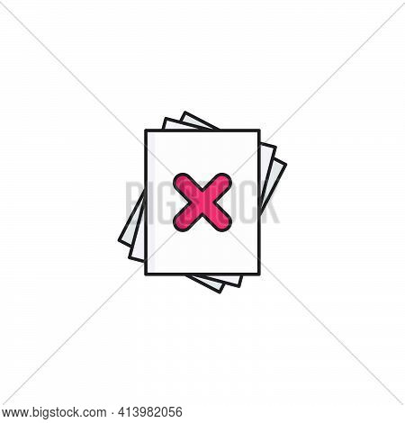 Delete File Document Icon Isolated On White Background. Paper Sheet With Recycle Bin Sign. Rejected