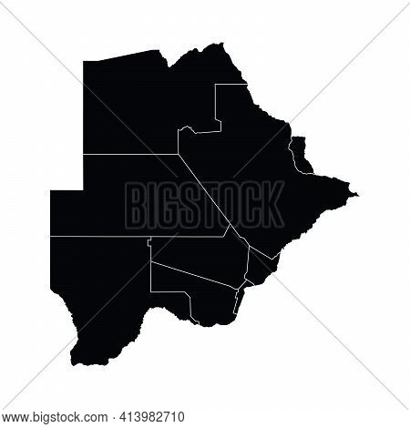 Botswana Country Map Vector With Regional Areas