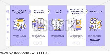 Microplastics Sources Onboarding Vector Template. Responsive Mobile Website With Icons. Web Page Wal