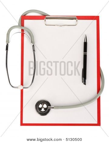空のクリップボード聴診器