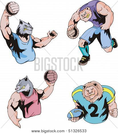 Sport Mascots - Volleyball And American Football