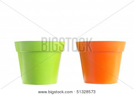 empty flower pot  green and orange