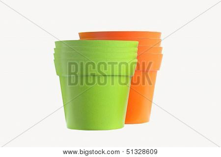 Orange and green color flower pots