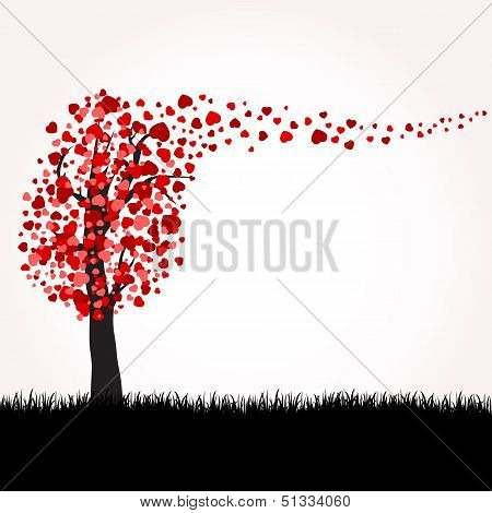 Love tree with hearts