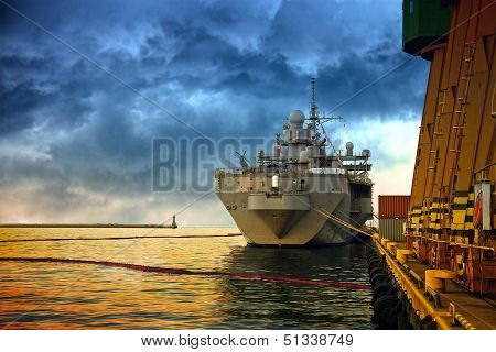 Warship In Port