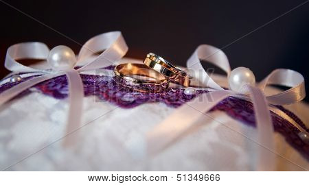 Pair Of Gold Wedding Rings With Diamond
