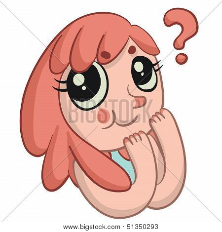 Retro Cartoon Girl in Doubt
