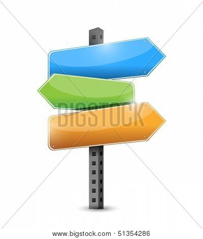 Three Way Question Mark Road Sign Illustration