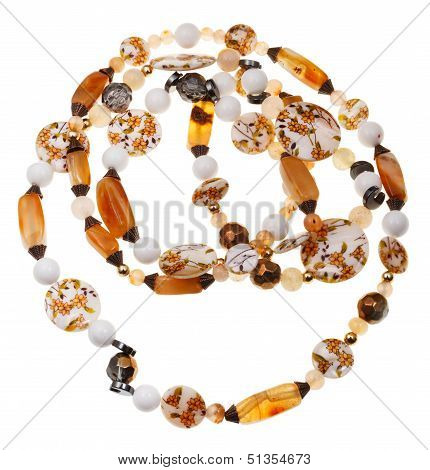Necklace From Nacre, Agate, Hematite, Quartz