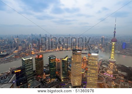 Overlooking Shanghai At Evening