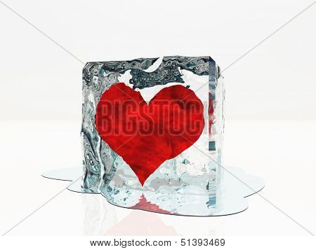 Heart frozen in ice