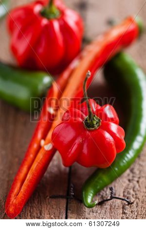 Red And Green Chili Peppers