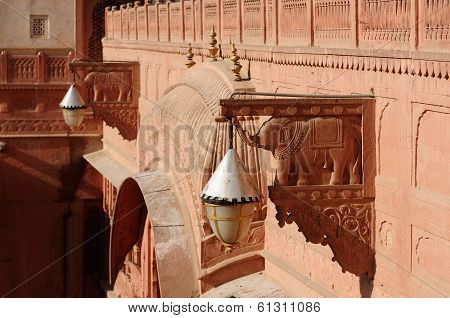 Richly Decorated Facade Of A Building In India