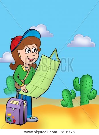Girl With Map Outdoor
