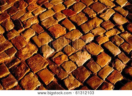 Stone Pavement In The Light Of The Setting Sun
