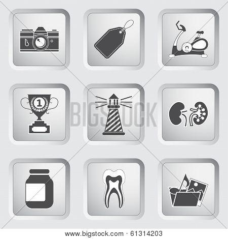 Icons on the buttons for Web Design. Set 9