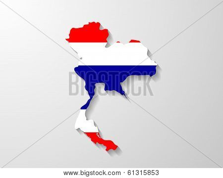 Thailand  Flag Map With Shadow Effect