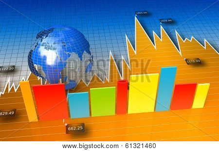 Bar Graph With Globe