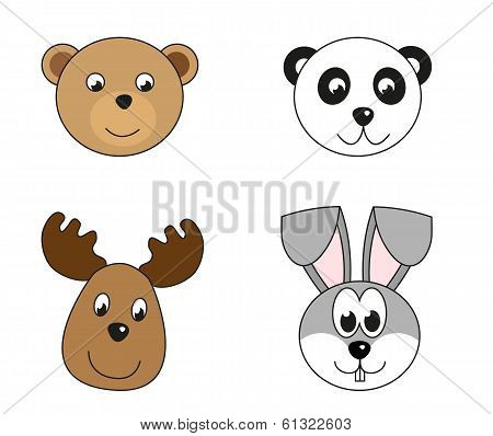Illustration Of 4 Animal Heads