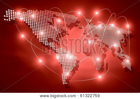 Background digital image of world map with connection lines
