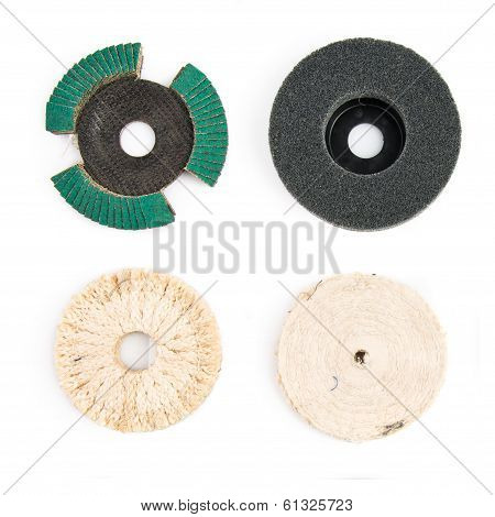 Hardware Disks Of Ironmongery Over Isolated White Background