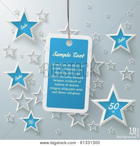 Blue Price Sticker With Stars