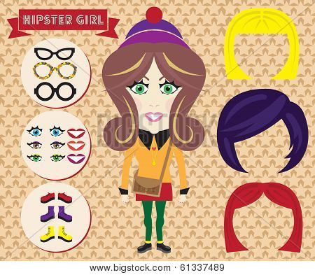 Hipster Girl Vector Illustration