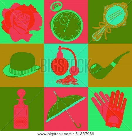 Retro vintage luxury icons