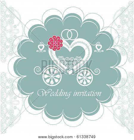 Wedding invitation card with carriage