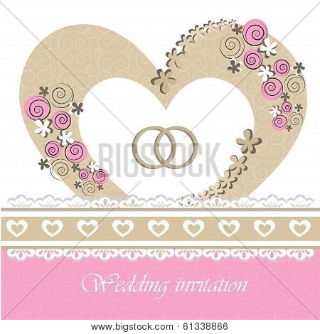 Wedding invitation card with floral elements