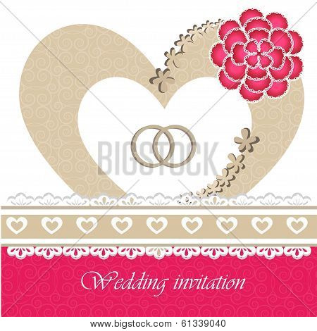 Wedding invitation card with floral elements