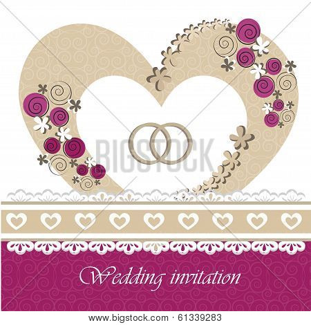 Wedding invitation card with floral elements