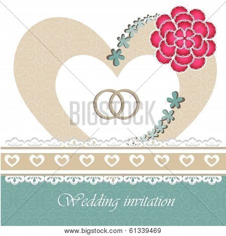 Wedding invitation card with floral elements