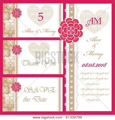 Set of wedding invitations and announcements