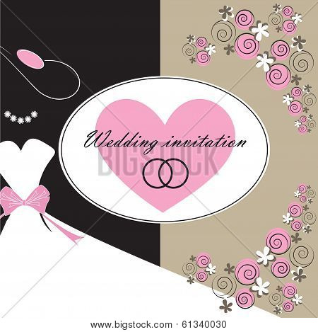 Wedding invitation card with floral elements