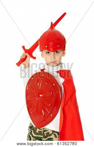 Young Boy Dressed Like A Knight