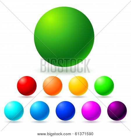 Set of brignt colored balls