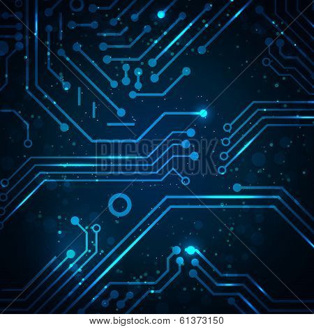 Technology background with circuit board elements.