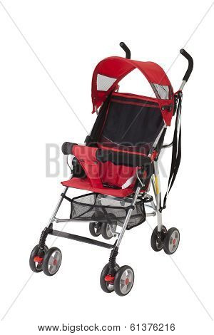red baby pram