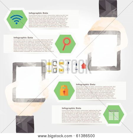Vector Tablet Infographic Element In Polygon Design For Technology And Internet