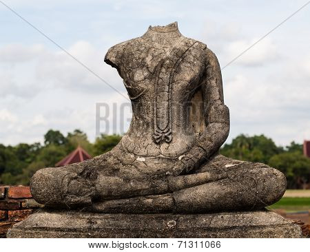 Ruins Of Buddha Statue At Chaiwatthanaram Temple, Ayutthaya