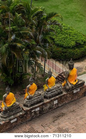 Ancient Buddha Statue At Wat Yai Chaimongkol, Ayutthaya.