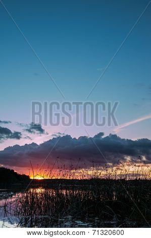 Sunset over lake