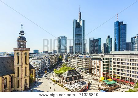 View To Skyline Of Frankfurt With Hauptwache