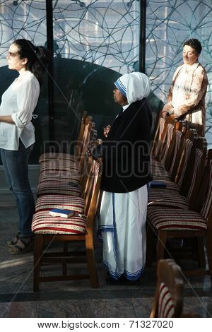 SKOPJE, MACEDONIA - MAY 18: Mass in Chapel in Mother Teresa Memorial House in Skopje, Macedonia on May 18, 2013.
