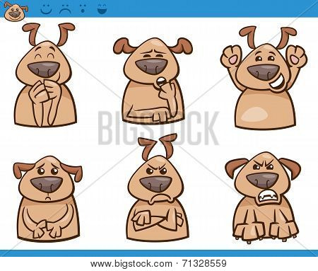 Dog Emotions Cartoon Illustration Set