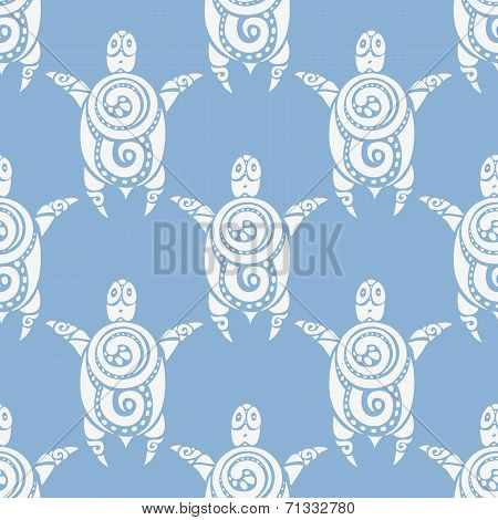Sea Turtles.  Seamless Vector pattern.