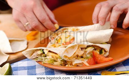 chef making tortilla