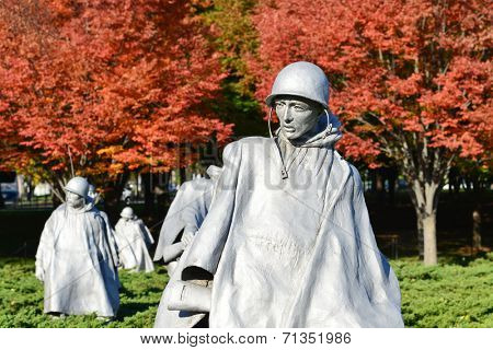 WASHINGTON DC - NOV 03: Korean War Veterans Memorial located in National Mall in Washington DC on NOV 3, 2013. The Memorial commemorates those who served in the Korean War. 