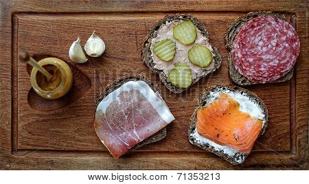 Four sandwiches